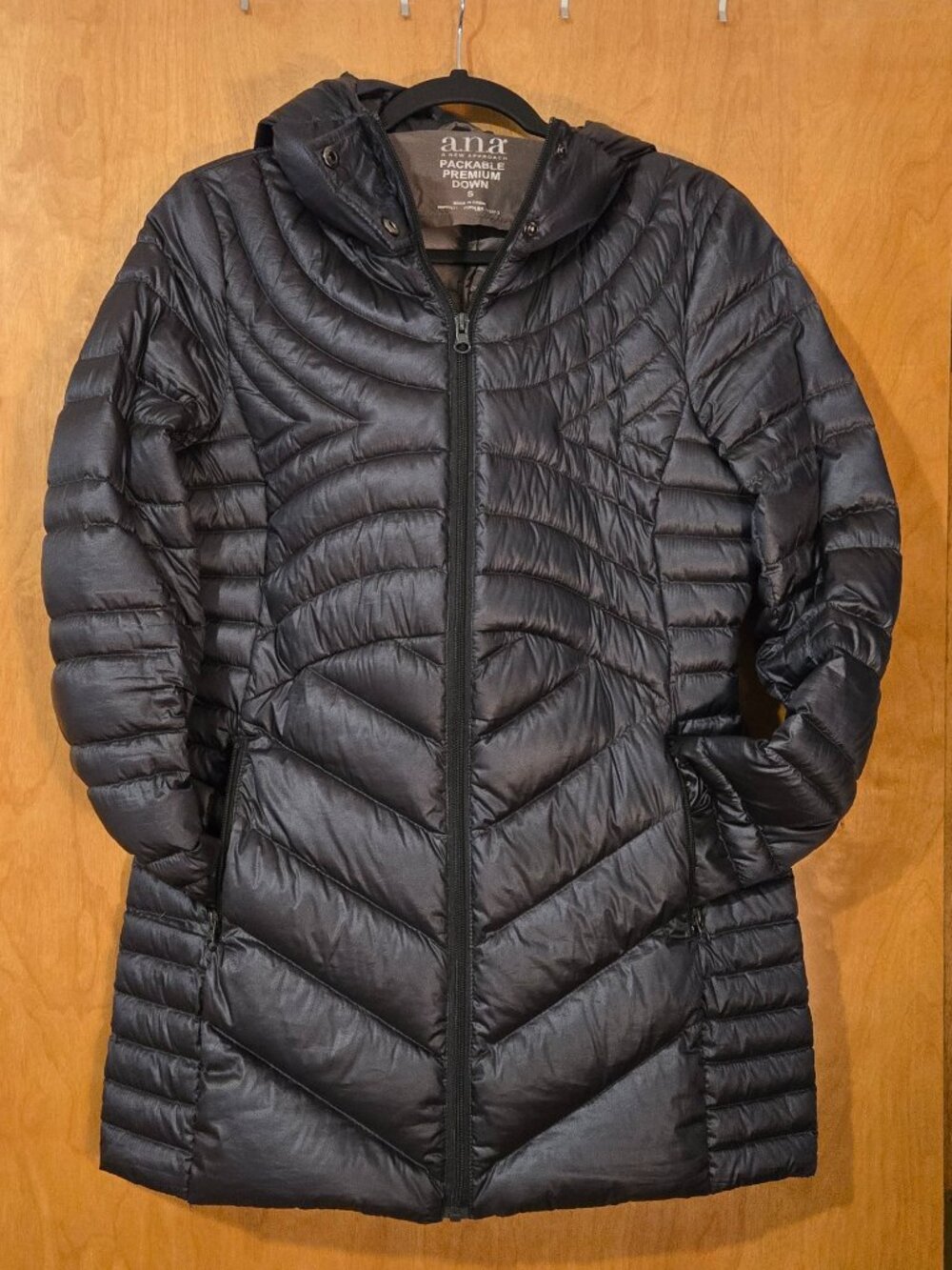 a.n.a A New Approach Packable Premium Down Women's Coat Black Small Gorpcore